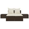 vidaXL Double Sun Lounger Brown, Cream White
