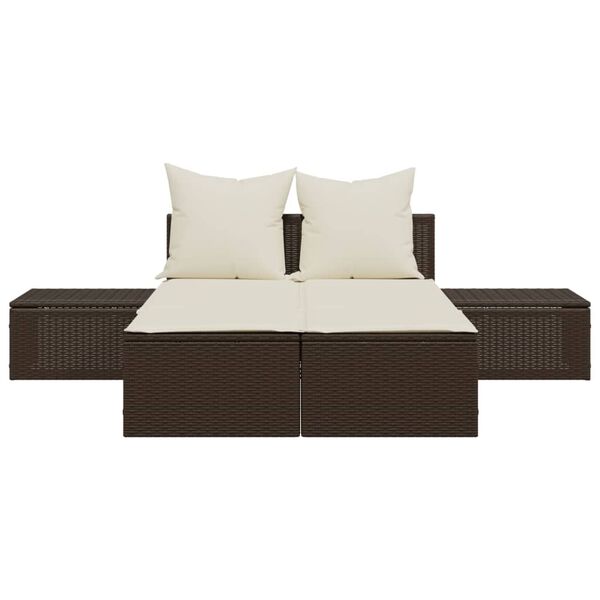vidaXL Double Sun Lounger Brown, Cream White