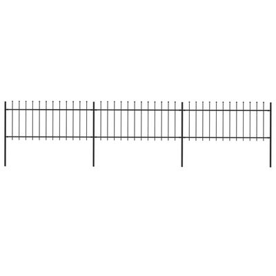 vidaXL Garden Fence with Spear Top Steel 200.8"x31.5" Black