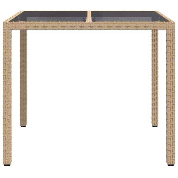vidaXL Garden Dining Table Beige 35.4" x 35.4" x 29.5" Poly rattan