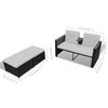 vidaXL Lounge Set Black and cream PE rattan, powder-coated steel, polyester