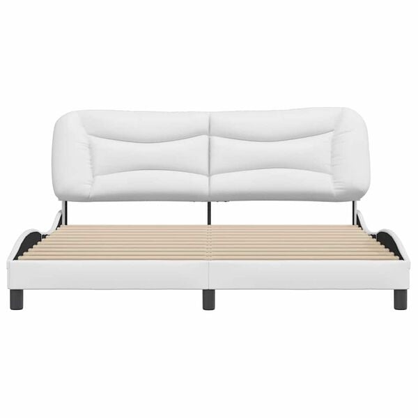 vidaXL Bed Frame without Mattress "Hvar" White 72"x83.9"Faux Leather