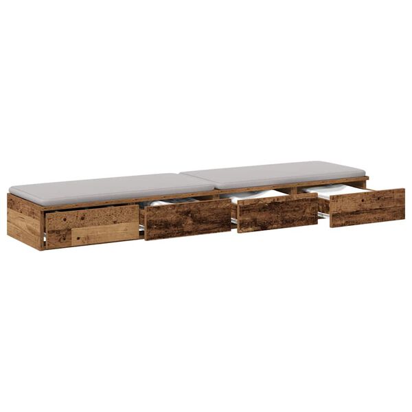 vidaXL Bed Drawers Old Wood 55.12 x 14.37 x 6.50 in Engineered Wood