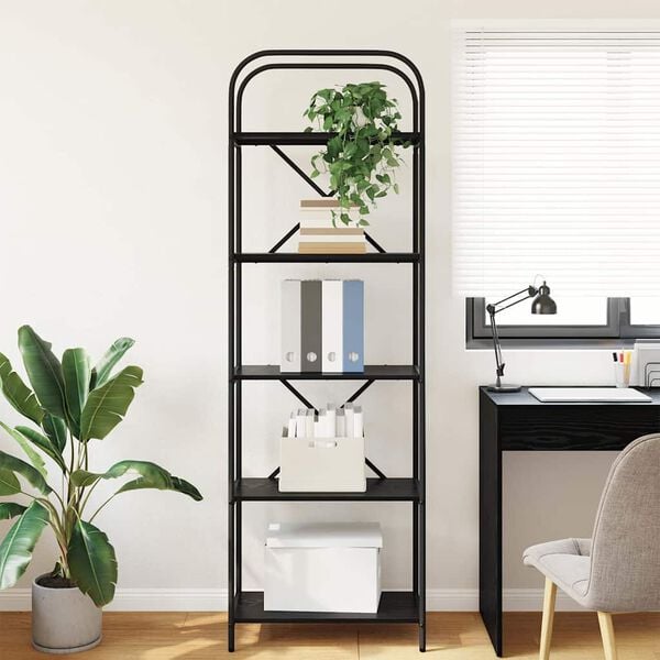 vidaXL Bookshelf Black Oak 23.62 x 11.81 x 72.05 in Engineered wood