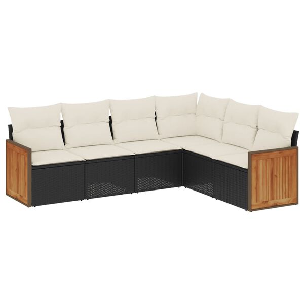 vidaXL Garden Sofa Set Black, Cream White