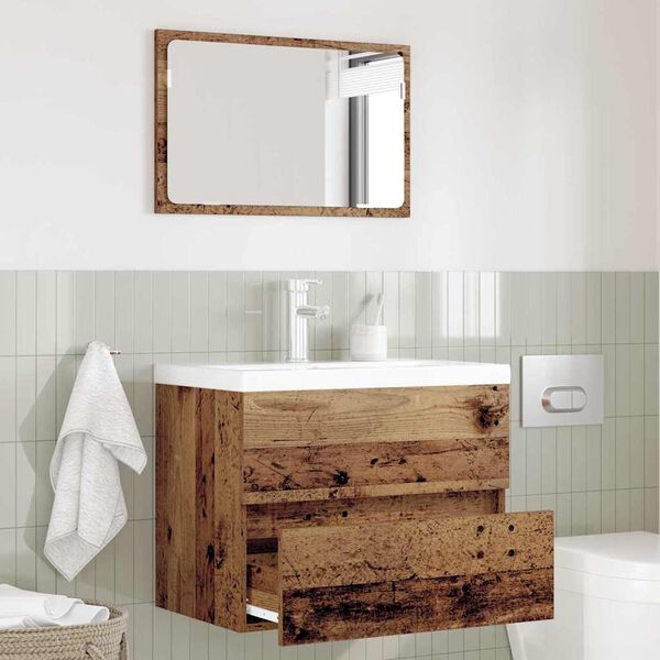 vidaXL Bathroom Furniture Set 2 pcs Old Wood 57 x 37 x 45 cm