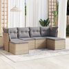 vidaXL Garden Sofa Set Beige PE rattan, powder-coated steel, fabric Large