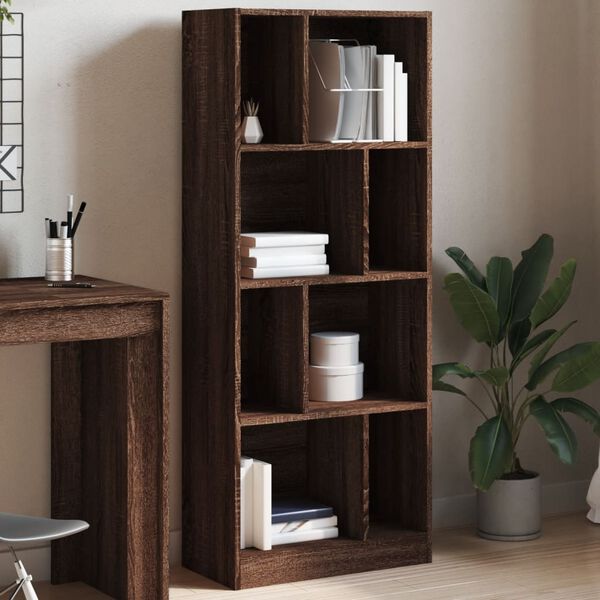 vidaXL Bookcase Brown oak Engineered wood Medium Bookcase Rectangular