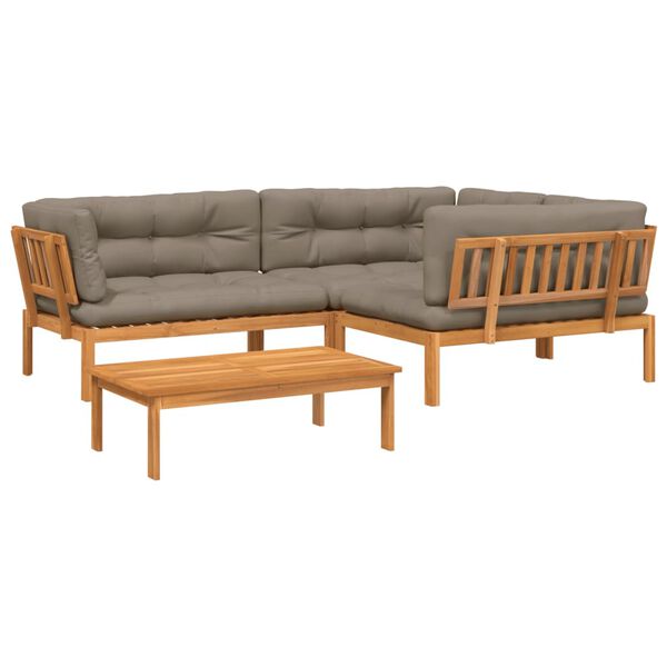 vidaXL Pallet Sofa Set Taupe Solid Acacia wood Large Modular