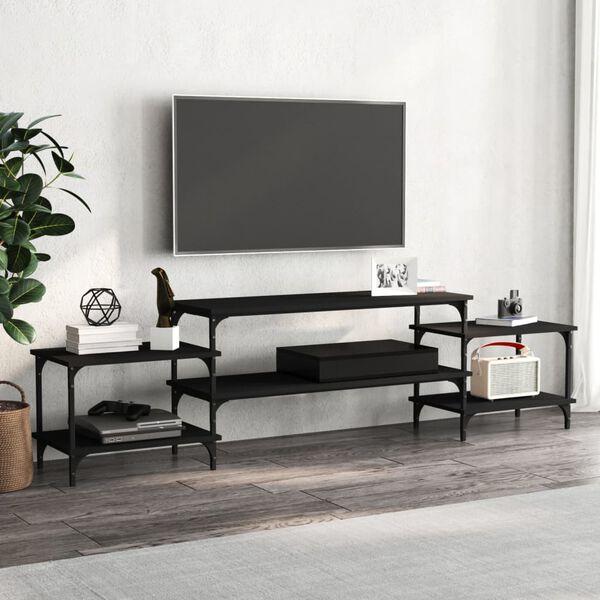 vidaXL TV Cabinet Black Engineered wood, steel Large TV Cabinet
