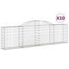 vidaXL Gabion Basket Set of 10 Silver Galvanized Iron Extra Large