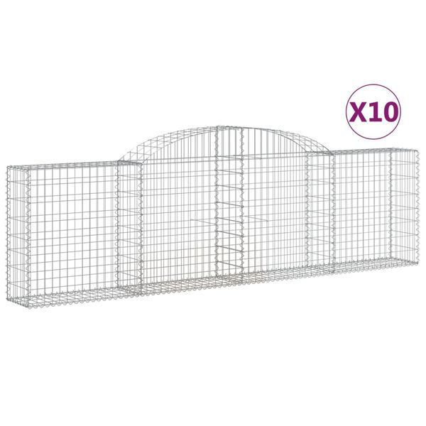 vidaXL Gabion Basket Set of 10 Silver Galvanized Iron Extra Large