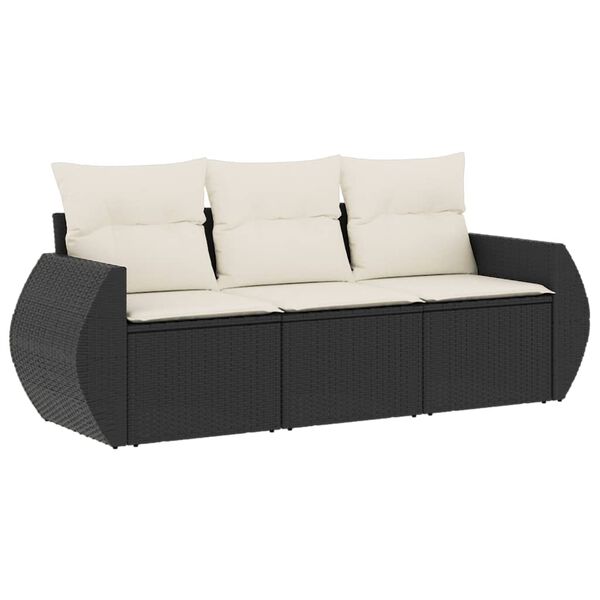 vidaXL Garden Sofa Set Black, Cream White