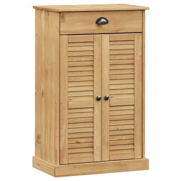 vidaXL Shoe Cabinet Honey Wax Solid Pine Wood, Engineered Wood, Metal