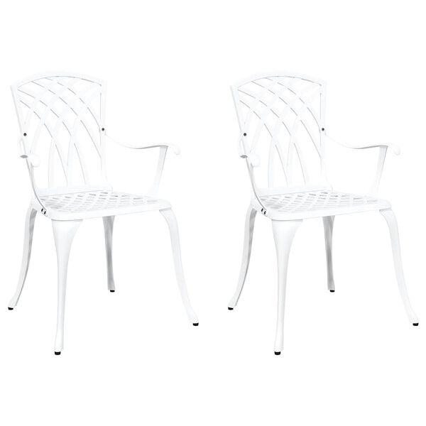 vidaXL Garden Chair 2 pcs White 55 x 56.5 x 91cm Aluminium
