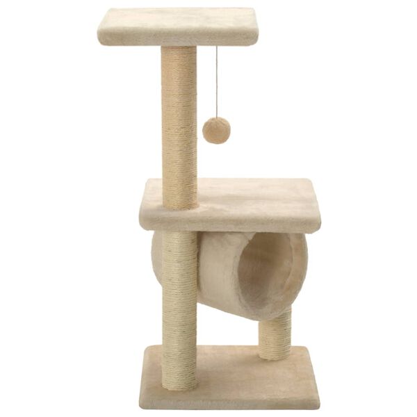 vidaXL Cat Tree Beige Particle board, Soft plush, Sisal rope 25.6 in