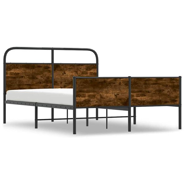 vidaXL Bed Frame Sonoma Oak Steel, Engineered Wood Double Bed Frame