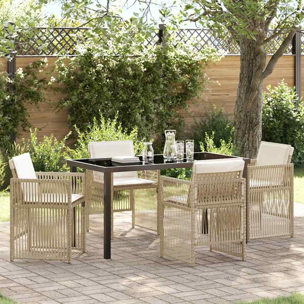 vidaXL Garden Dining Set 5 pcs Beige Poly rattan