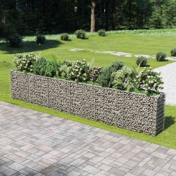 vidaXL Gabion Raised Bed Silver Galvanized Steel Large