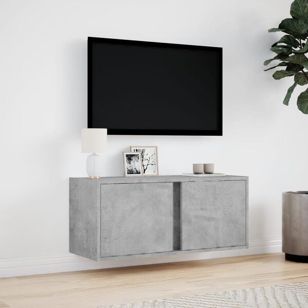 vidaXL TV Wall Cabinet Concrete grey Engineered wood Medium