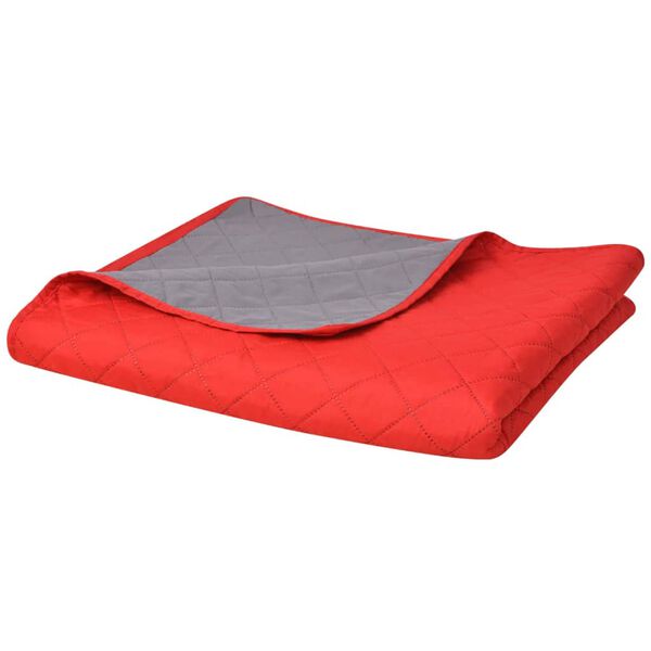vidaXL Bedspread Red and Gray Microfiber with PP cotton filling