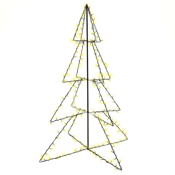 vidaXL Christmas Cone Tree Black and Warm White Metal Christmas Cone Tree