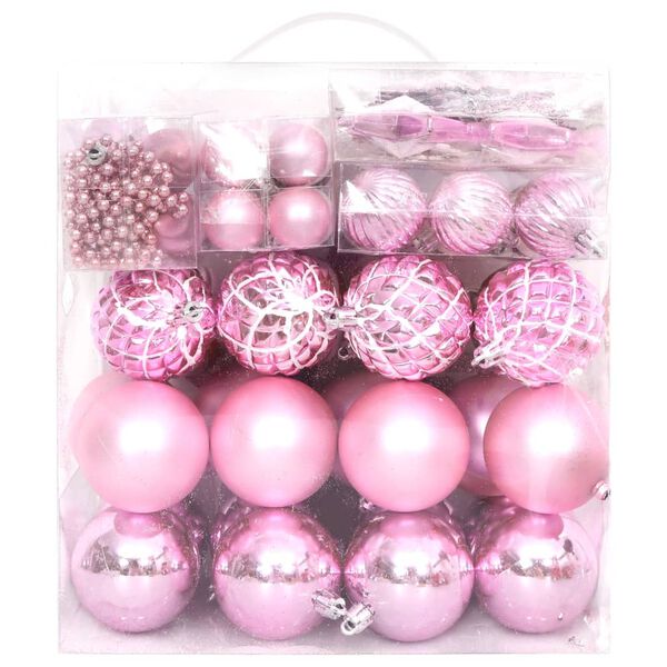 vidaXL Christmas Bauble Set Pink, Red, White Plastic Various sizes