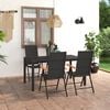 vidaXL Dining Set Black and Brown PE rattan, WPC, Aluminum Standard