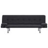 vidaXL Sofa Bed Dark grey Polyester, wood, chrome Large Convertible