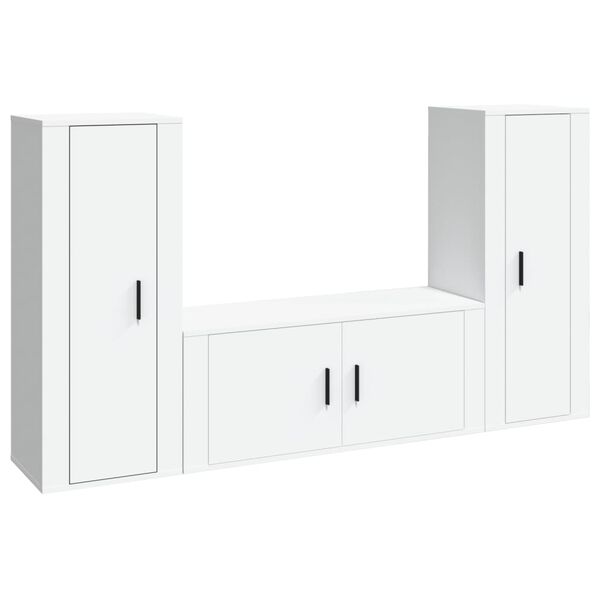 vidaXL TV Cabinet Set Set of 3 White Engineered wood Medium
