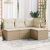 vidaXL Garden Sofa Set Beige and Cream White PE Rattan 4-Piece Set