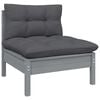 vidaXL Garden Lounge Set Grey Solid pinewood, fabric (100% polyester)