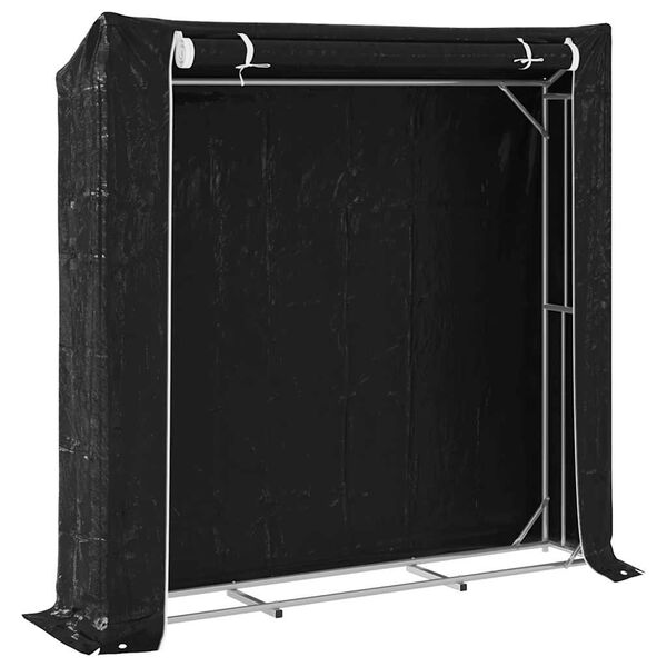 vidaxL Firewood Rack with Rain Cover 78.7"x15.7"x78.7" Galvanized Steel