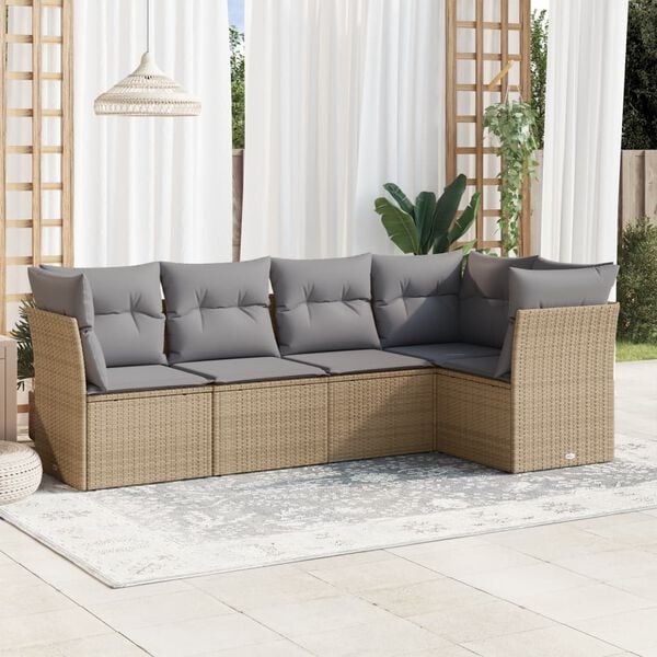 vidaXL Garden Sofa Set Beige, Light Grey