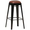 vidaXL Bar Stool Set of 4 Black and dark brown