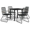 vidaXL Garden Dining Set Black PVC Rattan Medium Seats Many