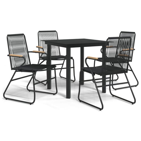 vidaXL Garden Dining Set Black PVC Rattan Medium Seats Many