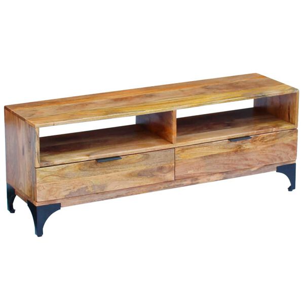vidaXL TV Stand Natural Mango Mango wood and steel 47.2 in TV Stand