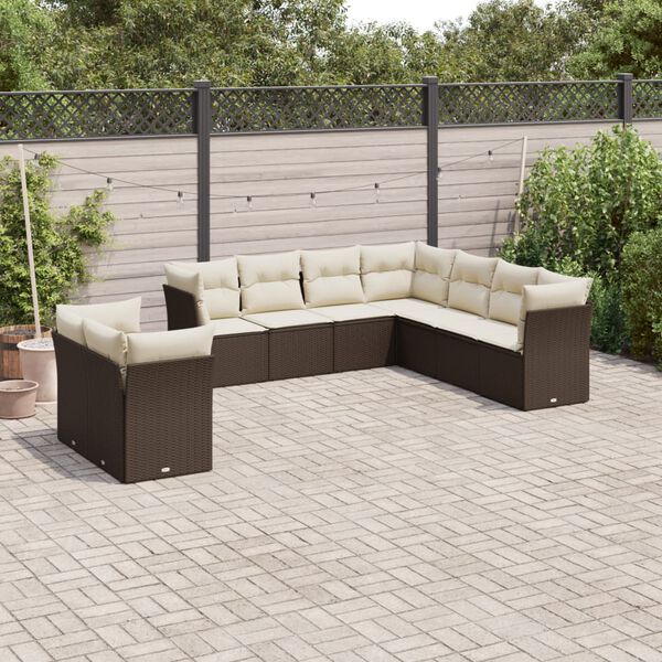 vidaXL Garden Sofa Set Brown and Cream White