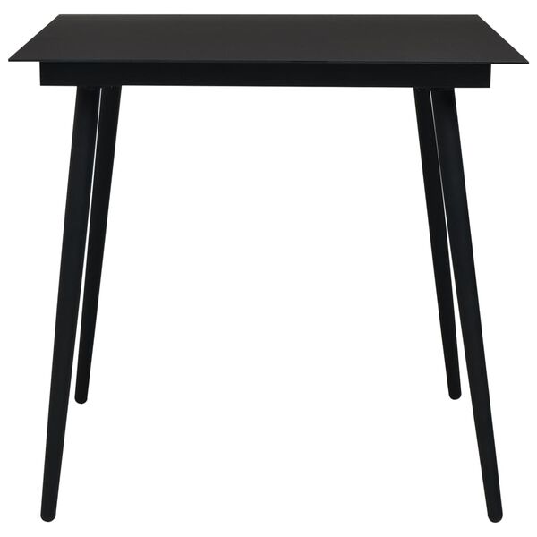 vidaXL Dining Table Black Glass, Powder-coated Steel 31.5 in Durable