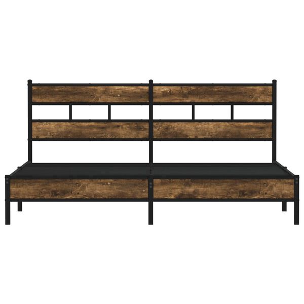 vidaXL Bed Frame Smoked Oak Steel, Engineered Wood Full Bed Frame