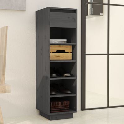 vidaXL Shoe Cabinet Gray 11.8"x13.4"x41.3" Solid Wood Pine