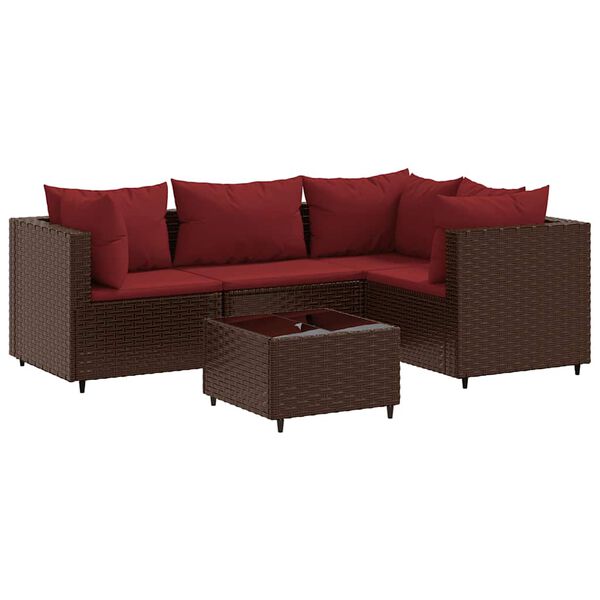 vidaXL Patio Lounge Set Brown PE Rattan Medium Modular