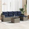 vidaXL 6 Piece Patio Sofa Set with Cushions Gray Poly Rattan