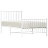 vidaXL Bed Frame White Steel Twin size Bed Frame Rectangular