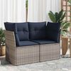 vidaXL Garden Sofa Grey 48.82 x 24.41 x 27.17 in Poly rattan