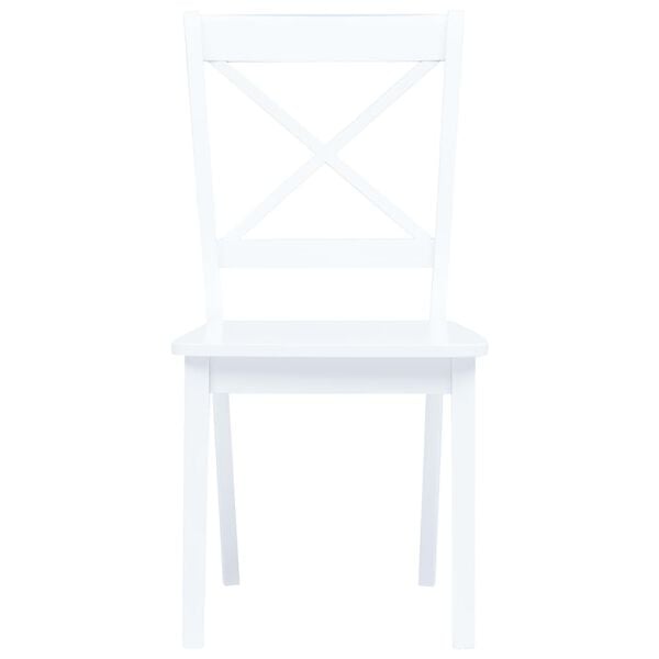 vidaXL Dining Chair Set of 2 White Solid rubber wood Standard Durable