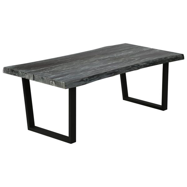 vidaXL Coffee Table Grey Solid Mindi Wood, Powder-Coated Steel