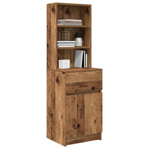 vidaXL Bedside Cabinet Old wood Engineered wood Extra Tall