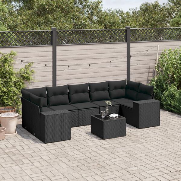 vidaXL Garden Sofa Set Black